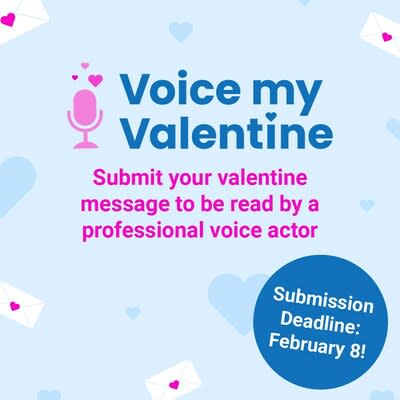 Submit your valentine's message for Voice My Valentine (CNW Group/Voices.com)