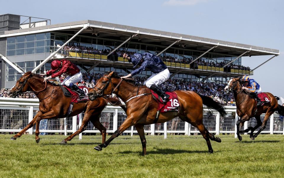 Rhododendron (dark blue) pipped Lightning Spear to victory - Getty Images Europe