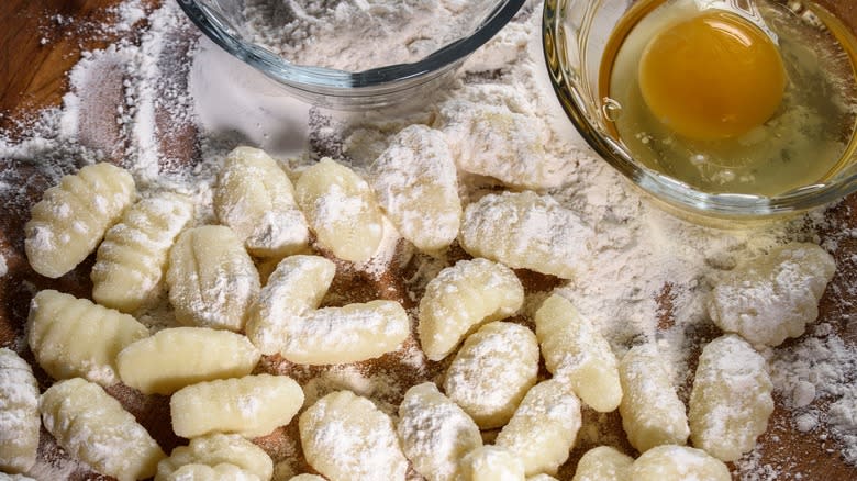 fresh gnocchi covered in flour