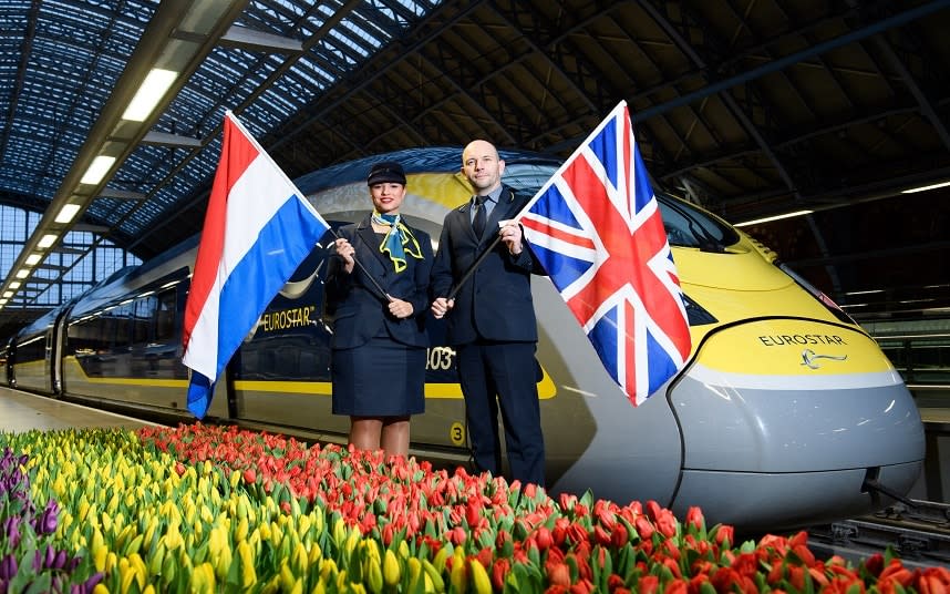 The inaugural Eurostar service from London to Amsterdam departed today - 2018 Getty Images