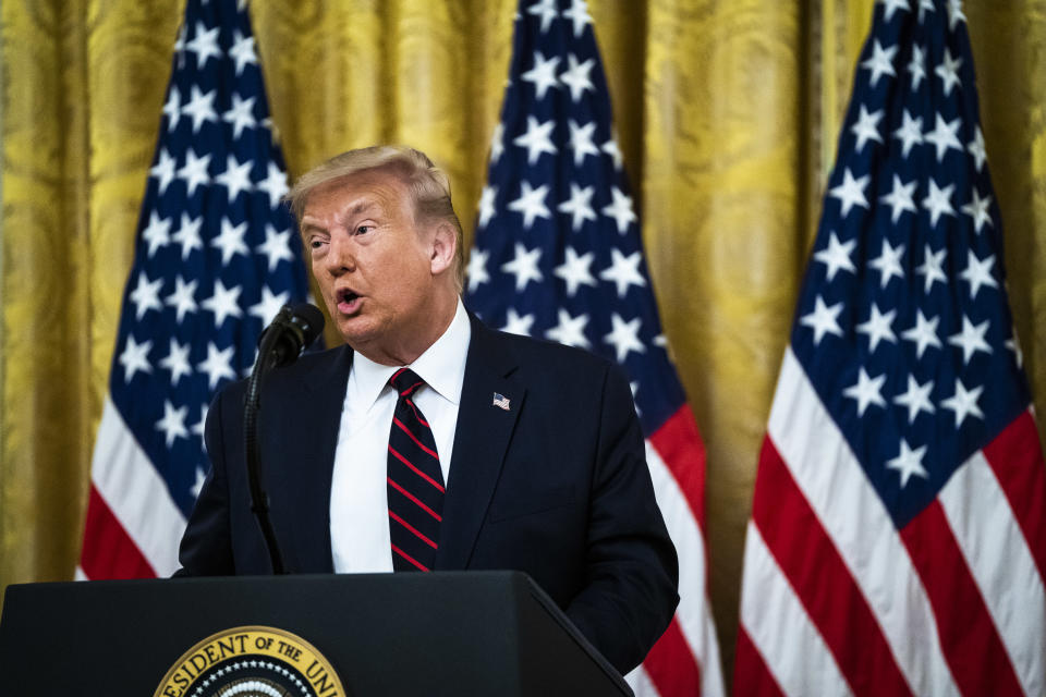 WASHINGTON, DC - AUGUST 4: President Donald J. Trump speaks before signing H.R. 1957 The Great American Outdoors Act in the East Room at the White House on Tuesday, Aug 04, 2020 in Washington, DC. (Photo by Jabin Botsford/The Washington Post via Getty Images)
