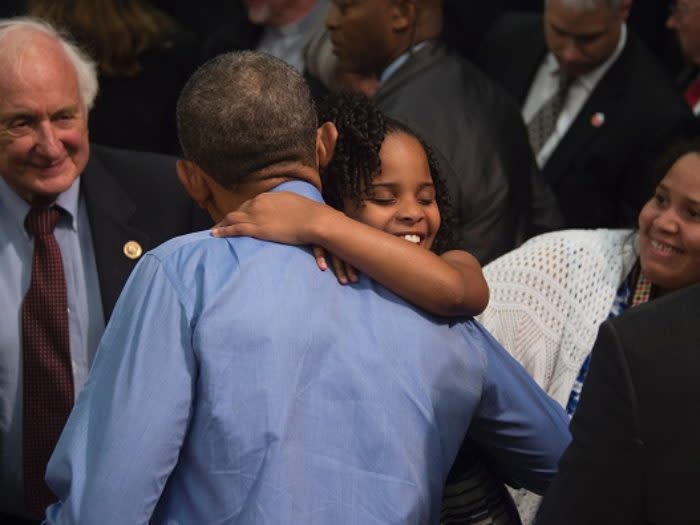 Mari hugging President Obama in May 2016