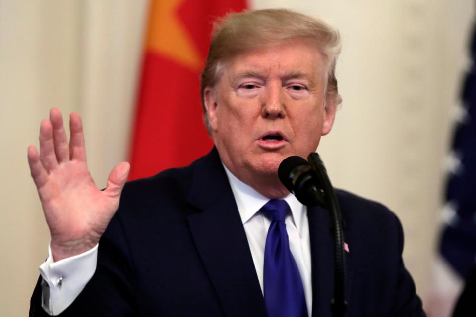 President Donald Trump speaks before signing a trade agreement with Chinese Vice Premier Liu He, in the East Room of the White House, Jan. 15, 2020, in Washington.