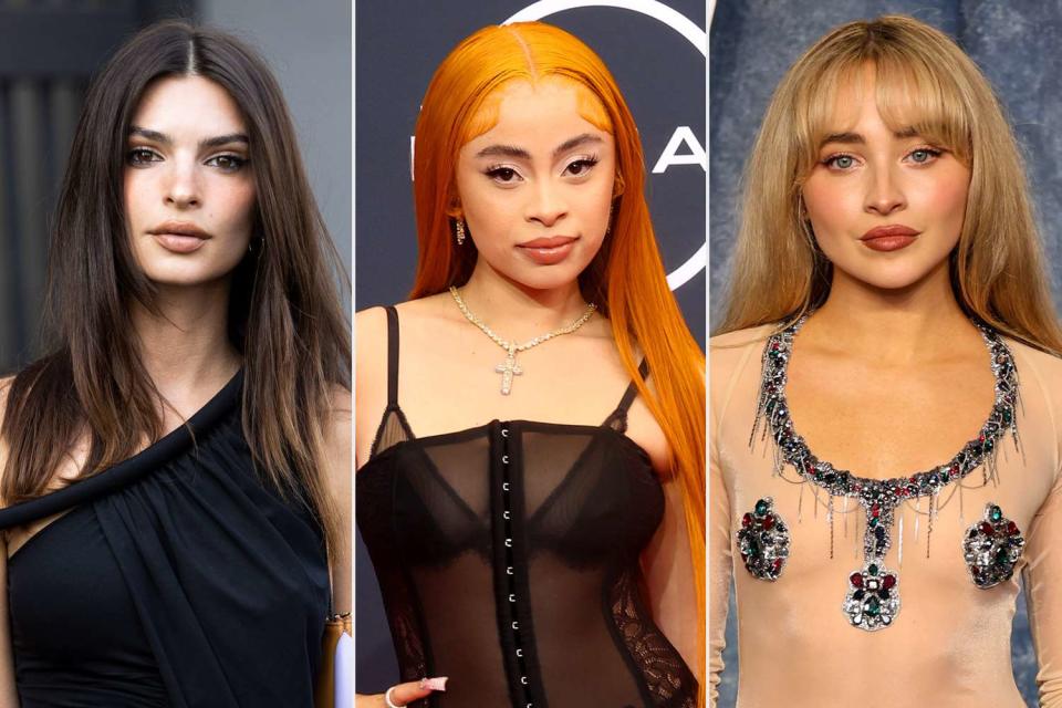 <p>Valentina Frugiuele/Getty; Kayla Oaddams/FilmMagic; Amy Sussman/Getty</p> Emily Ratajkowski, Ice Spice and Sabrina Carpenter