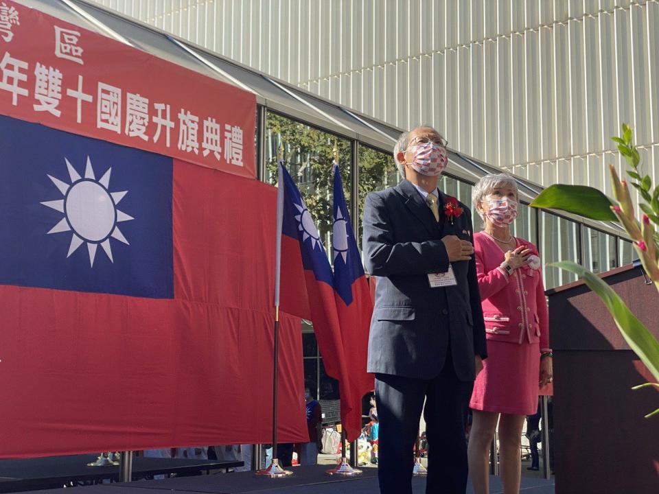 國慶委員會主席林美蓮（右起）、駐舊金山經濟文化辦事處長賴銘琪。（記者李榮／攝影）