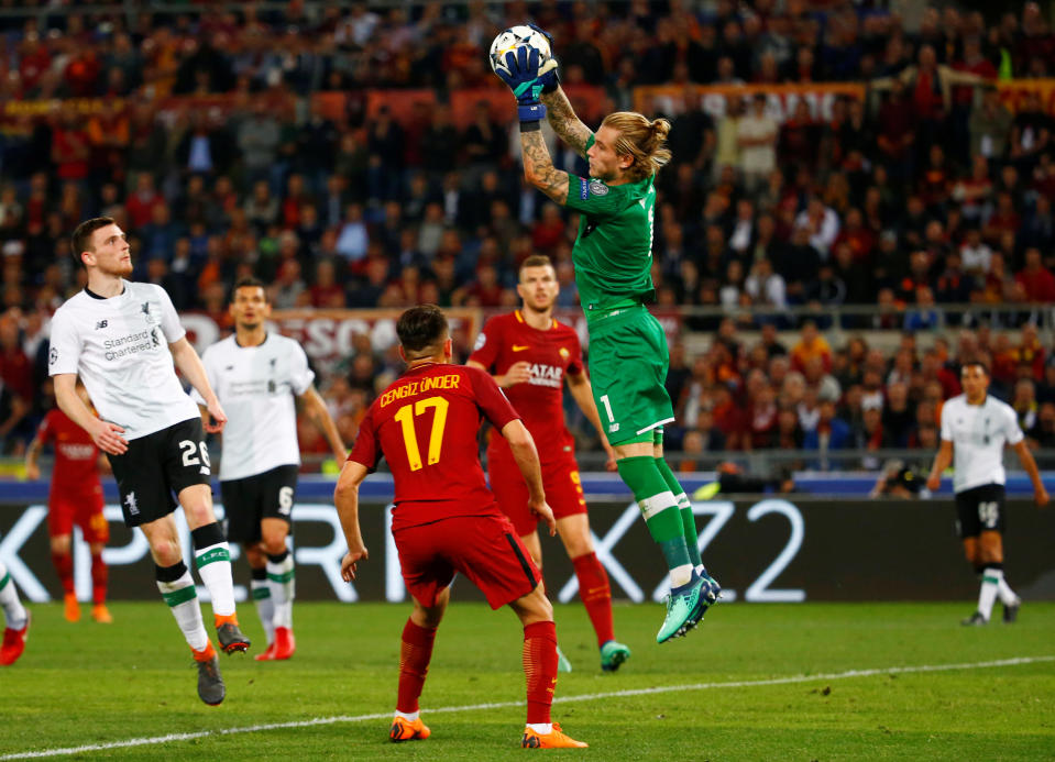 <p>Soccer Football – Champions League Semi Final Second Leg – AS Roma v Liverpool – Stadio Olimpico, Rome, Italy – May 2, 2018 Liverpool’s Loris Karius in action REUTERS/Tony Gentile </p>