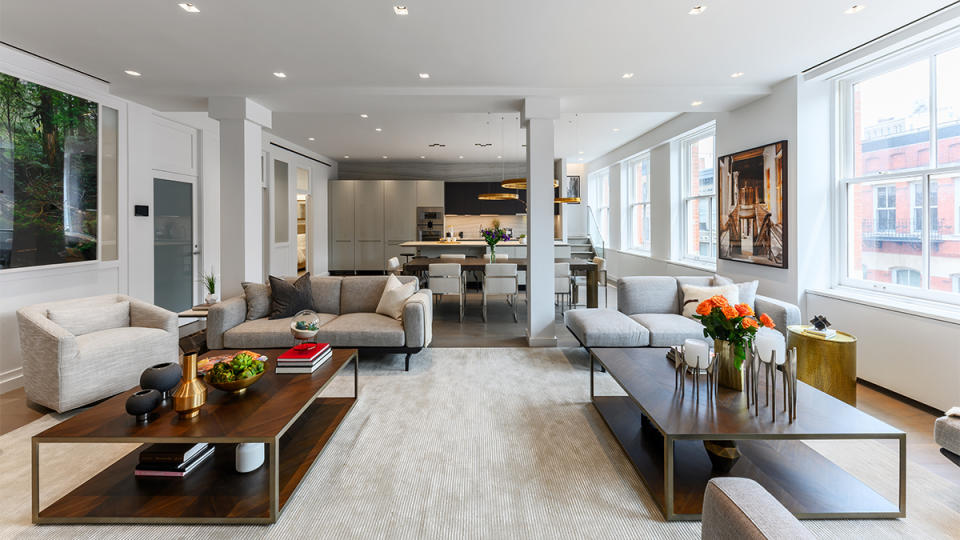 The main living area inside the penthouse at 111 Wooster Street