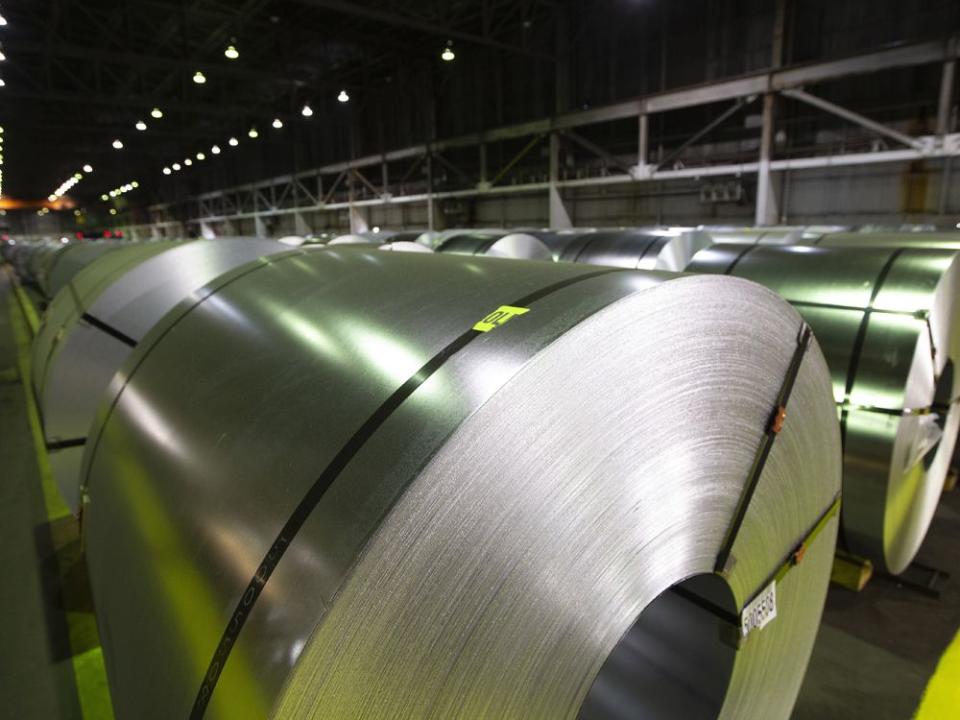  Rolls of coiled coated steel at Stelco Holdings Inc. in Hamilton.