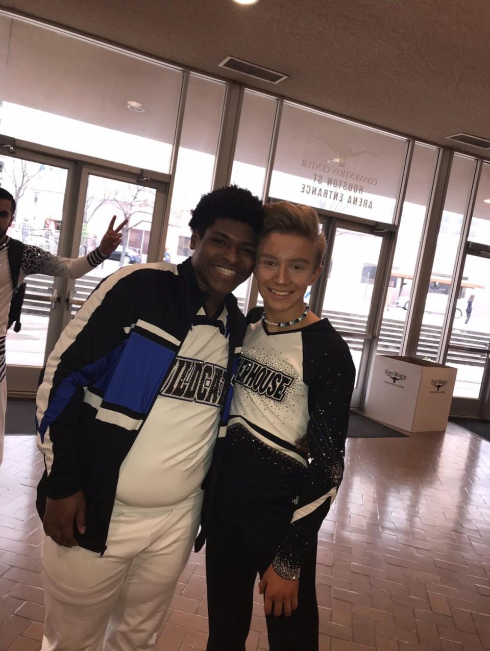 A photo of Jerry Harris and Charlie at a cheerleading competition on Feb. 9, 2019.