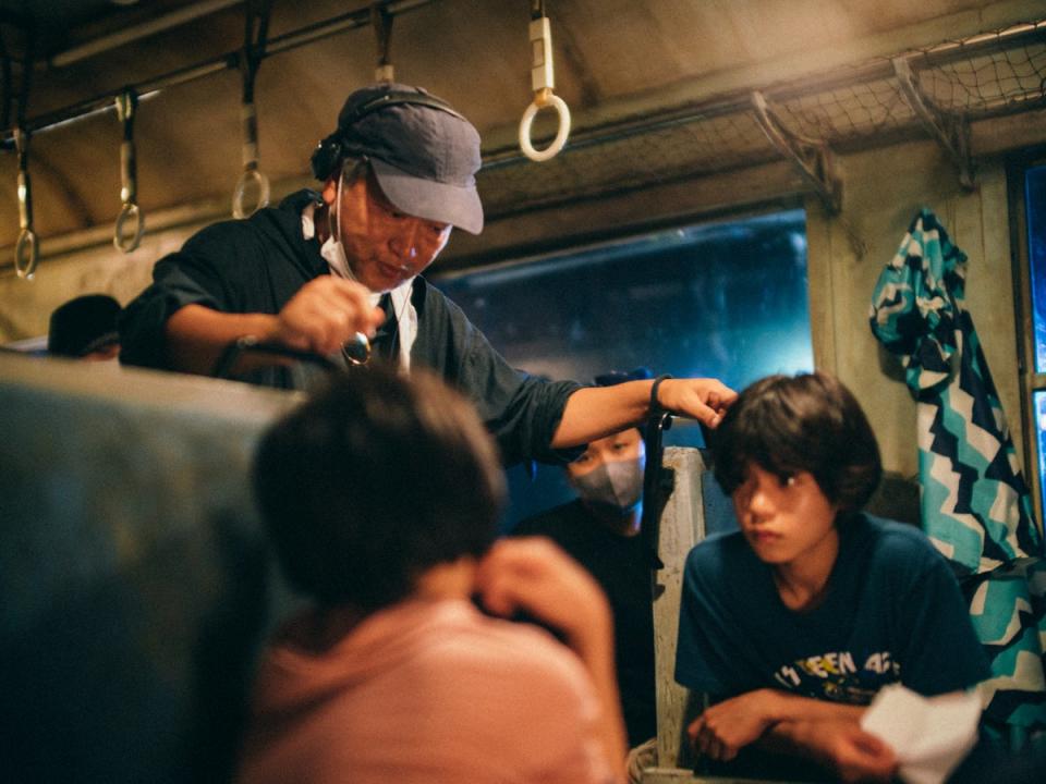 Kore-eda directing Sōya Kurokawa and Hinata Hiiragi on the set of ‘Monster' (Courtesy of Picturehouse Entertainment)
