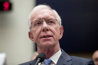 Captain Chesley "Sully" Sullenberger speaks during a House Committee on Transportation and Infrastructure hearing on the status of the Boeing 737 MAX on Capitol Hill in Washington, Wednesday, June 19, 2019. (AP Photo/Andrew Harnik)