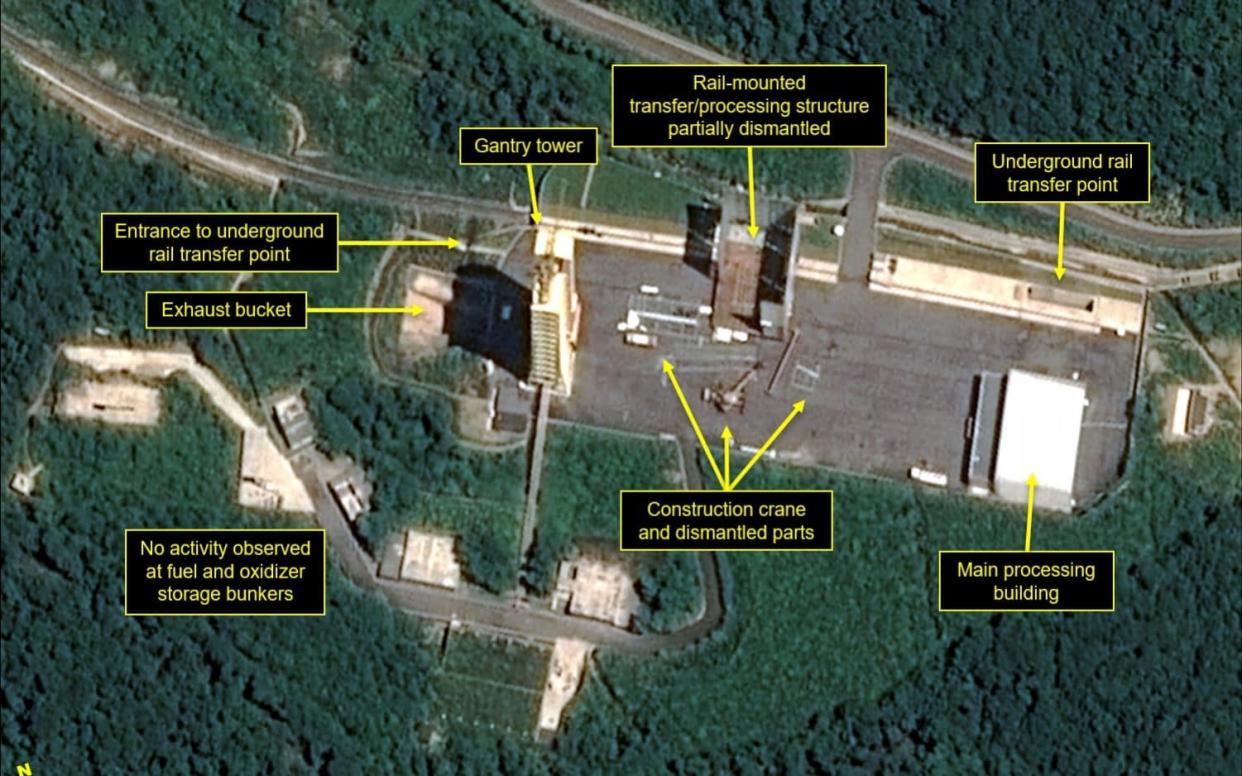 Satellite image shows the apparent dismantling of facilities at the Sohae satellite launching station in North Korea - AFP