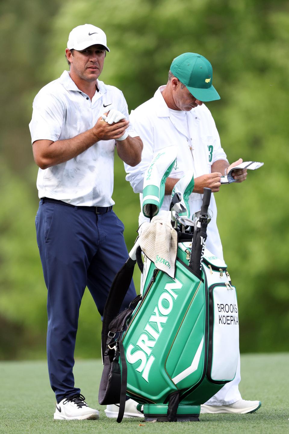 Brooks Koepka of the United States looks on from the fifth hole during the first round of the 2024 Masters Tournament at Augusta National Golf Club on April 11, 2024 in Augusta, Georgia.