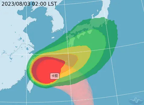 卡努擦邊北台灣。（圖／翻攝自中央氣象局）