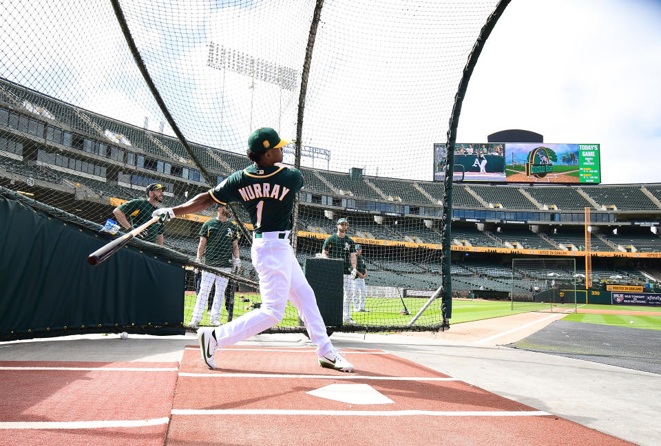 The Athletics’ spring training begins Feb. 15. It remains unclear if Kyler Murray will report and follow a career in baseball. (Getty Images)