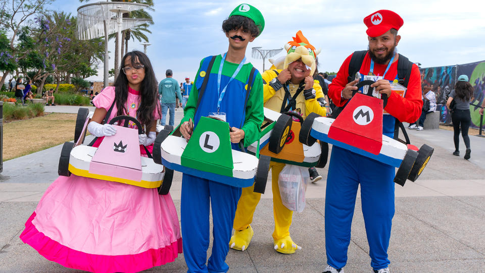 Mario Kart cosplayers outside San Diego Comic-Con 2023.