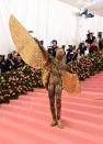 <p> Known for his fashion statements, Billy Porter stole the show at the 2019 Met Gala. His arrival on a plush litter carried by six shirtless men was a nod to Egyptian culture, as was his head-to-toe golden look. The wings were an impressive 10 foot long and his headpiece was made of a mind-blowing 24-karat gold. </p>