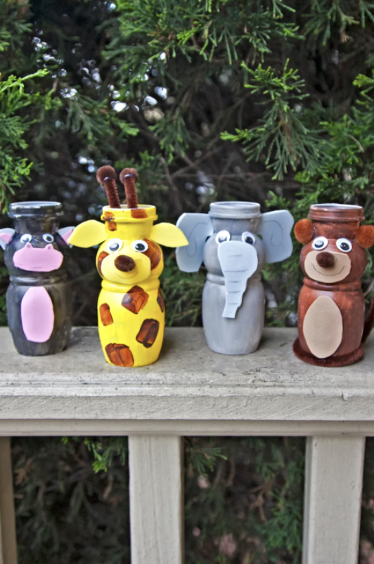 crafts for kids yogurt cup animals outside