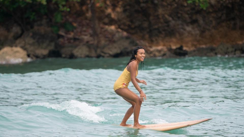 a runaway bride named covey disappears into the surf off the coast of jamaica in present day, eleanor bennett, loses her battle with cancer, leaving her two estranged children a flash drive that holds untold stories of her past covey mia isaac, shown photo by james van evershulu