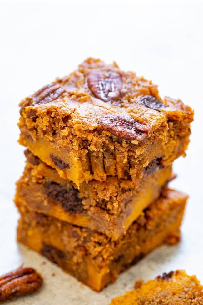 <p>These extra-soft pumpkin bars require just five minutes of prep time. They're a great last-minute Thanksgiving dessert.</p><p><strong>Get the recipe at <a href="https://www.averiecooks.com/soft-pumpkin-praline-bars/" rel="nofollow noopener" target="_blank" data-ylk="slk:Averie Cooks;elm:context_link;itc:0;sec:content-canvas" class="link ">Averie Cooks</a>.</strong> </p>