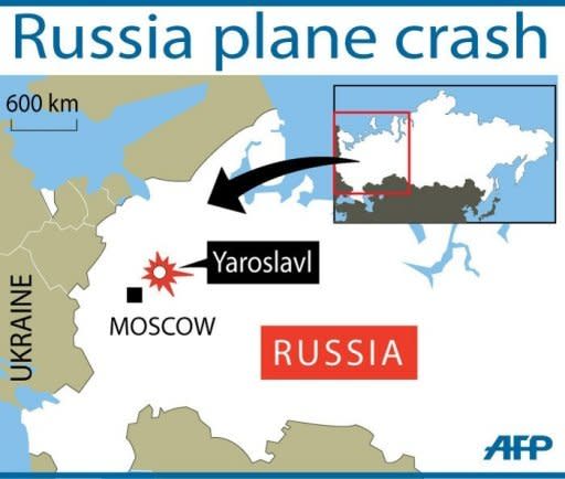 Map locating Yaroslavl, in Russia, where 44 people died after a Russian jet carrying hockey players to their first match of the season crashed on takeoff in the latest blow to the country's tainted air safety record