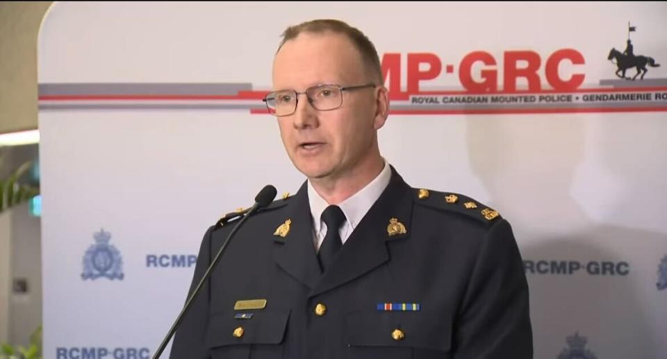 RCMP Superintendent Rob Lawson addresses media on deadly Manitoba Highway 1 crash on June 15