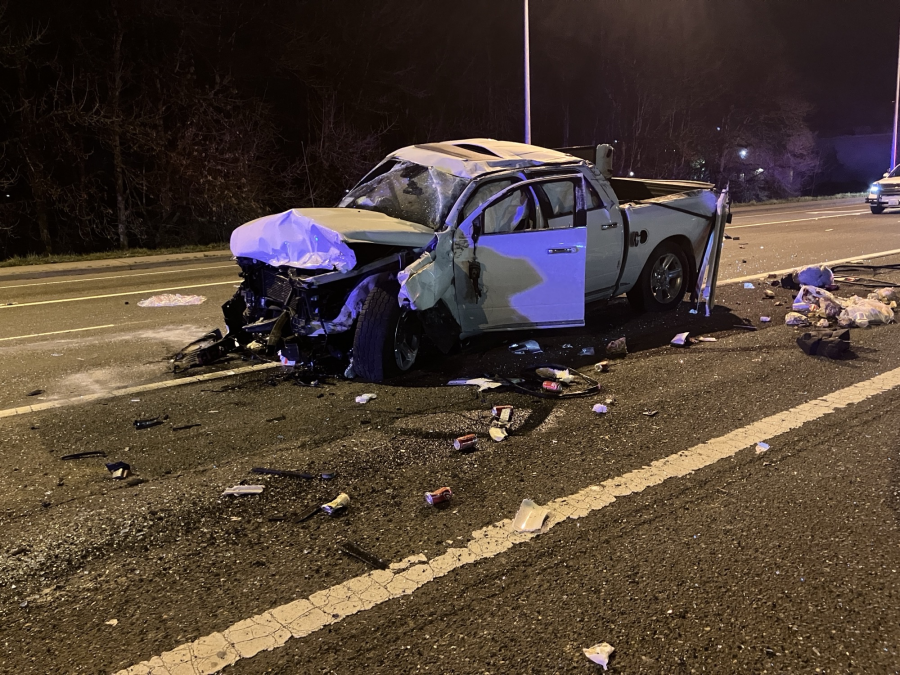 A major two vehicle crash has left three hospitalized in Battle Ground. February 11, 2024 (courtesy Clark County Sheriff's Office).