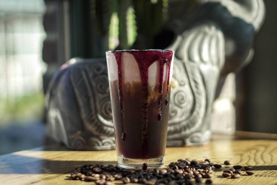 The Berry Cobbler Brew is a 14-hour cold brew sweetened with blackberry. It is available at Broomwagon Bikes + Cafe during Lexington Coffee + Tea Week for $4.
