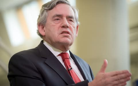 Former Prime Minster Gordon Brown making a speech at Coventry University  - Credit: Ben Birchall/ PA
