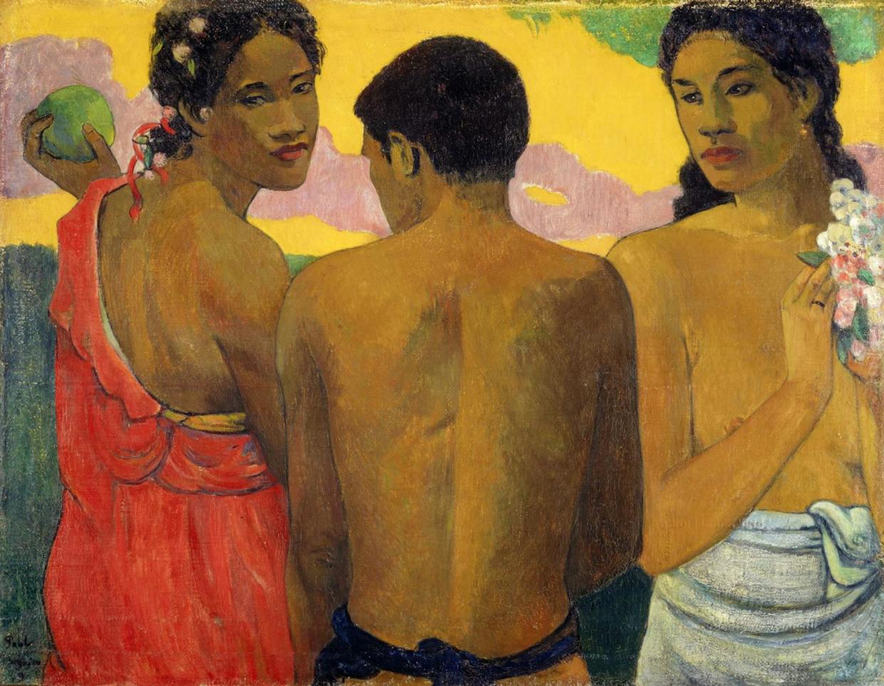 Paul Gauguin Three Tahitians (Trois tahitiens) 1899 oil on canvas 73 × 94 cm National Galleries of Scotland, Edinburgh. Presented by Sir Alexander Maitland in memory of his wife Rosalind 1960, NG 222