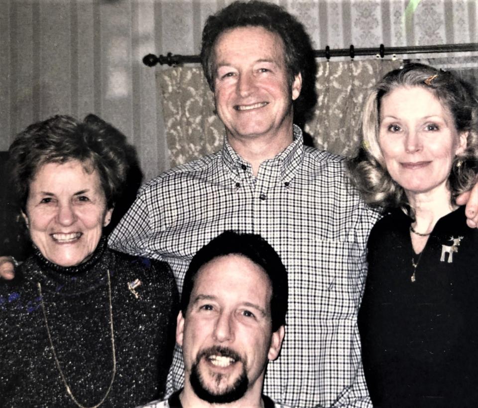 Jo Sharp, left, of Braintree, with her three adult children: standing, Alan, center, and Nancy McGrory, right, and in the front, the late Richard, circa 2001.