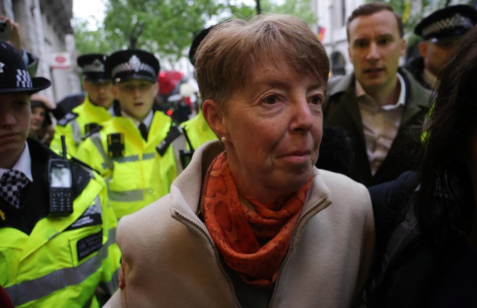 Paula Vennells was escorted into the inquiry by police (EPA)