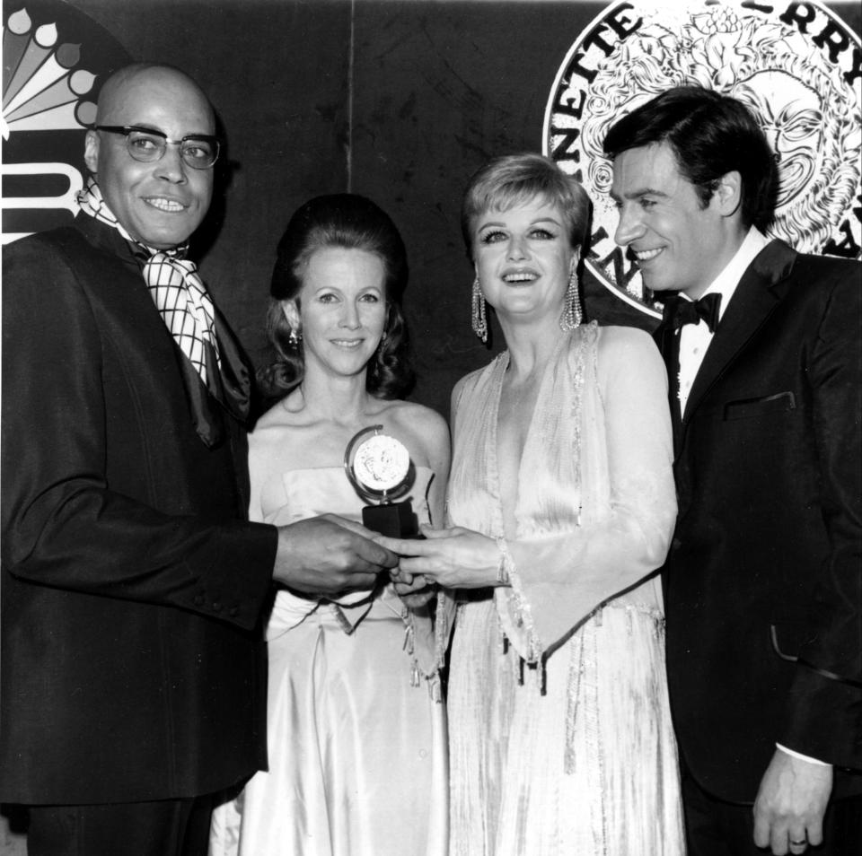 1969: Broadway stars, from left, James Earl Jones, Julie Harris, Angela Lansbury and Jerry Orbach pose on stage after receiving Tony awards at the 23rd annual Tony Awards ceremony at New York's Mark Hellinger Theatre on April 20, 1969.  Jones won best actor in a play for 