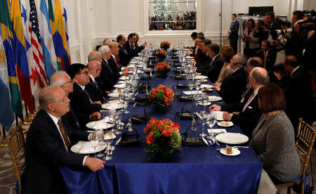 U.S. President Donald Trump attends a working dinner with Latin American leaders in New York, U.S., September 18, 2017. REUTERS/Kevin Lamarque