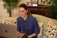 <p>The Duchess recycled her Rebecca Taylor tweed jacket, which she'd previously worn for an engagement in 2017, for a video call with teachers. Her rhodochrosite Missoma earrings finished off the look.</p><p><a class="link " href="https://go.redirectingat.com?id=74968X1596630&url=https%3A%2F%2Fwww.missoma.com%2Fproducts%2Frhodochrosite-gold-mini-pyramid-charm-hoops&sref=https%3A%2F%2Fwww.townandcountrymag.com%2Fstyle%2Ffashion-trends%2Fnews%2Fg1633%2Fkate-middleton-fashion%2F" rel="nofollow noopener" target="_blank" data-ylk="slk:Shop the Earrings;elm:context_link;itc:0;sec:content-canvas">Shop the Earrings</a></p>
