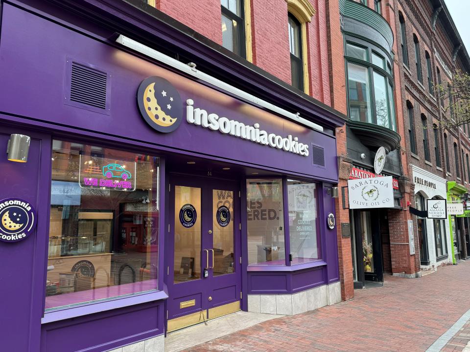 Insomnia Cookies shop seen on June 1, 2024, on the Church Street Markplace in Burlington.