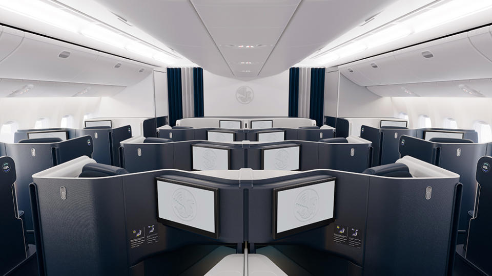 A look at the 17.3-inch high-definition screens in business class. - Credit: AirFrance