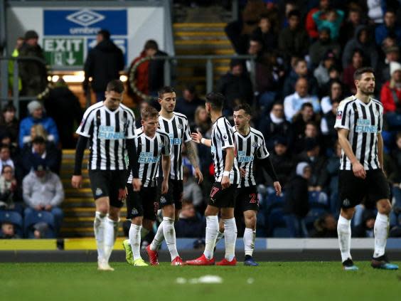 Joselu celebrates after putting Newcastle ahead in extra-time (Getty Images)