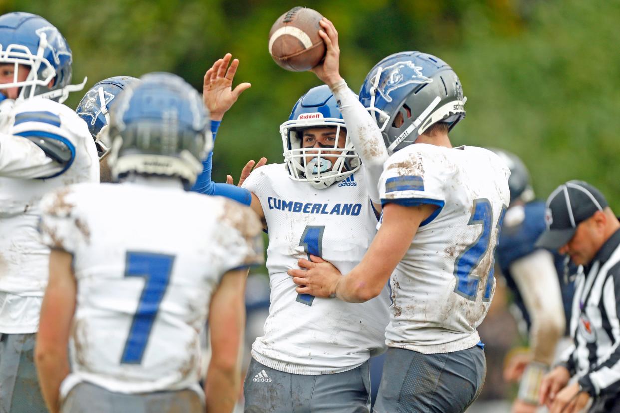 Andrew Nocera, shown during a Sept. 30 game, had one of four first-half interceptions against St. Raphael on Friday night.