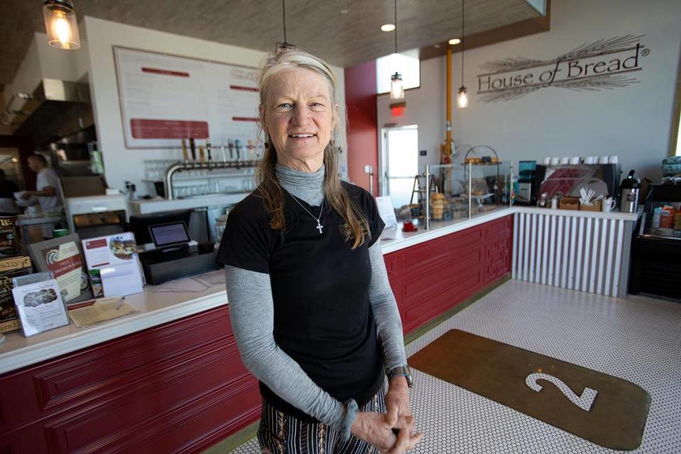 Sheila McCann poses for a picture at Farmhouse House of Bread, which opened at 1025 Farmhouse Lane near the San Luis Obispo County Regional Airport in May 30, 2023.