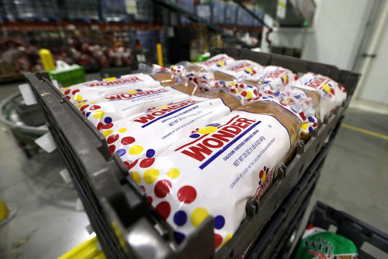 FILE PHOTO: Wonder bread is seen inside a Peapod grocery distribution warehouse facility in Jersey City