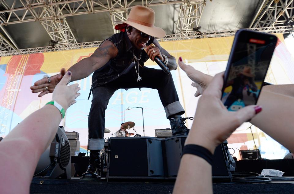 Jimmie Allen performs at the Riverfront Front Stage during the CMA Fest on Thursday, June 9, 2022, in Nashville, Tenn. 