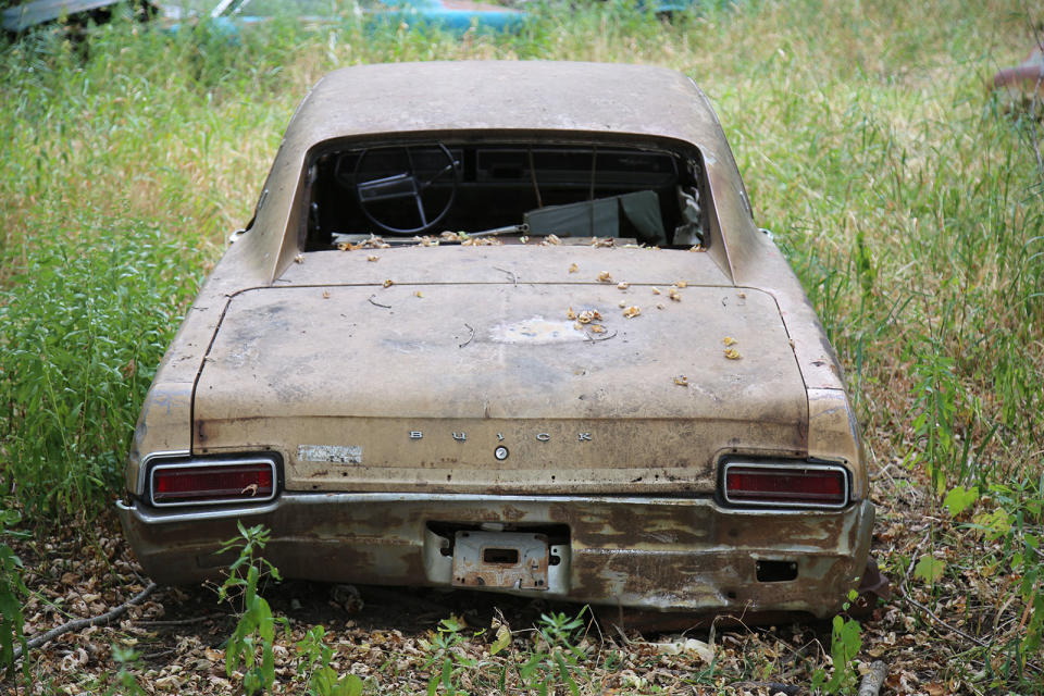<p>There are plenty of decent rust-free parts left on this Buick. It appears to be a 1967 Skylark sport coupe, one of <strong>41,000</strong> of this body style built that year. The car was fitted with a 4.9-liter V8 as standard, which would have taken it to 60mph in 10.5sec. However, there’s a big V8-shaped hole under this example’s hood.</p>
