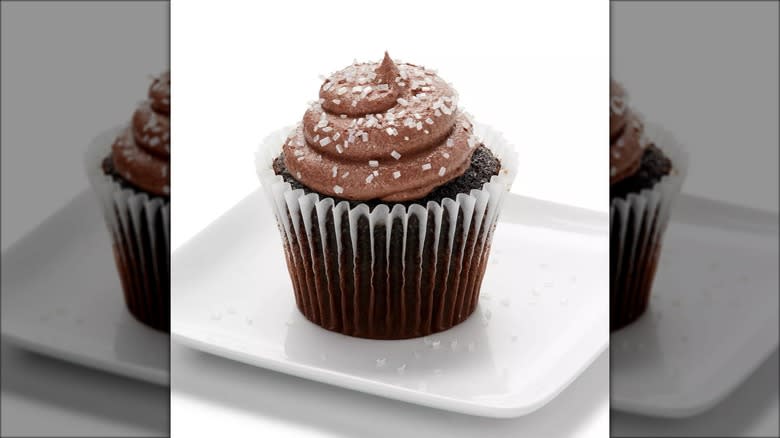 cupcake with white shimmer sugar