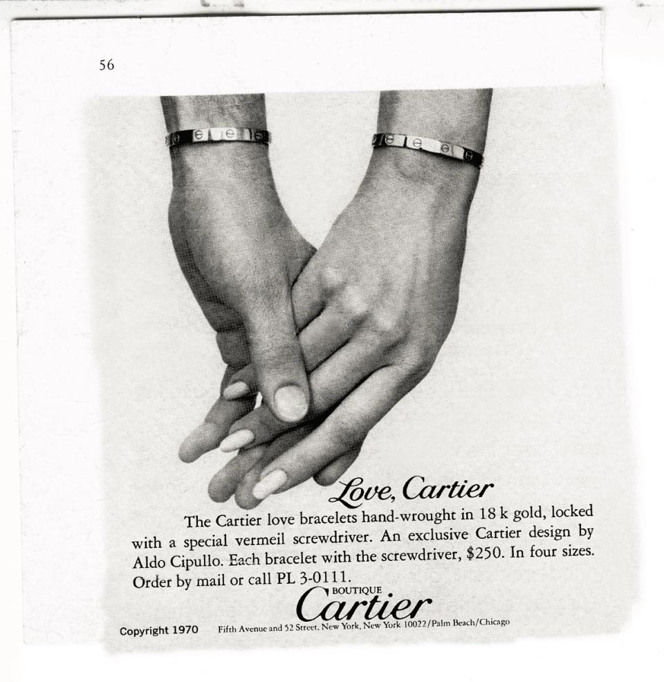 An ad from the ’70s for Cartier’s Love bracelet. Courtesy.