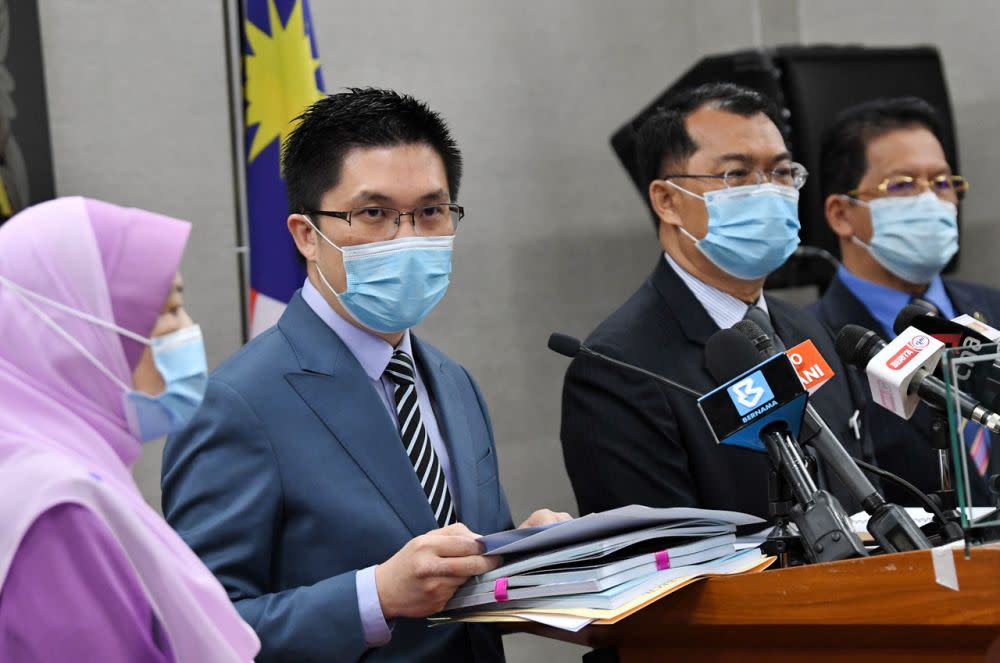 Public Accounts Committee chairman Wong Kah Woh speaks during a press conference at Parliament, Kuala Lumpur November 5, 2020. — Bernama pic