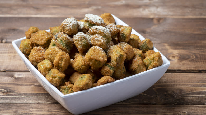 Bowl of fried okra