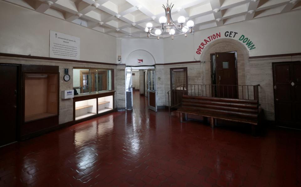 The main entrance and front lobby in the old YMCA building on Harper Avenue which is owned by Operation Get Down. They had an open house at the building in Detroit on Wednesday, December 6, 2023. The building is for sale for $999,000.
