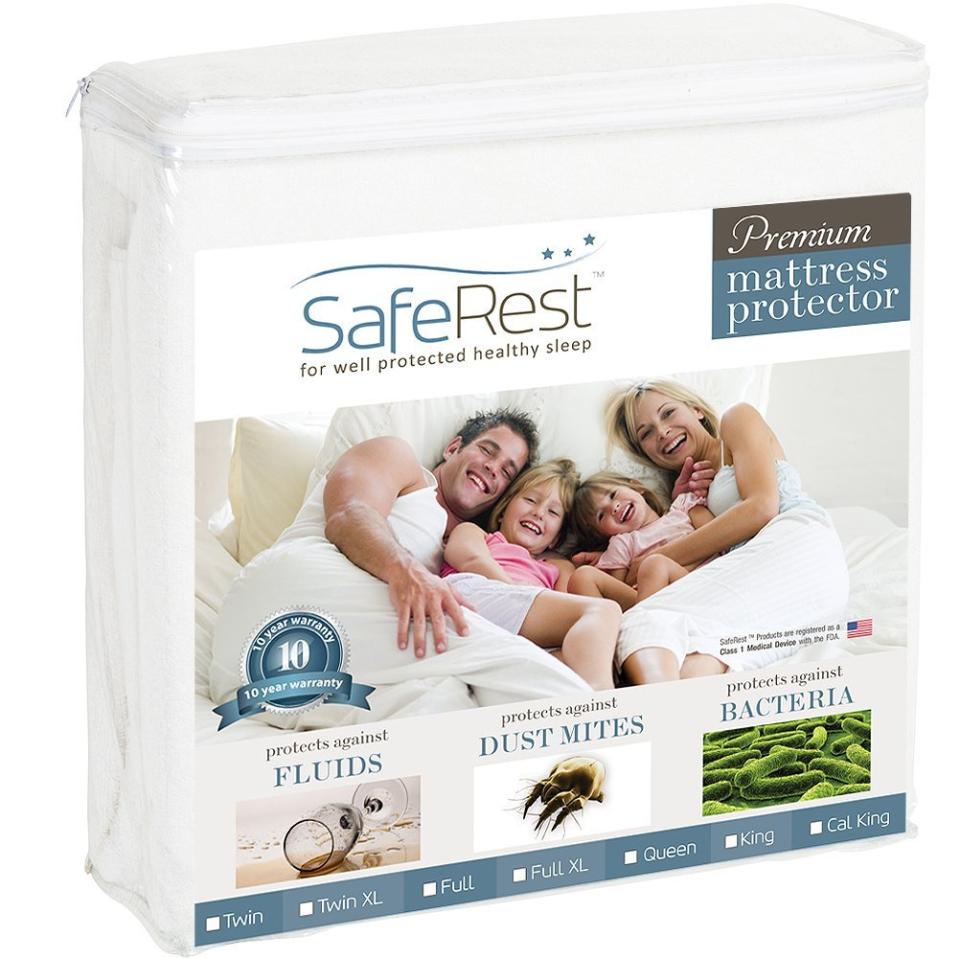 <a href="https://amzn.to/2WQdrEq" rel="nofollow noopener" target="_blank" data-ylk="slk:SafeRest Premium Hypoallergenic Waterproof Mattress Protector;elm:context_link;itc:0;sec:content-canvas" class="link ">SafeRest Premium Hypoallergenic Waterproof Mattress Protector</a> (Photo: Amazon)