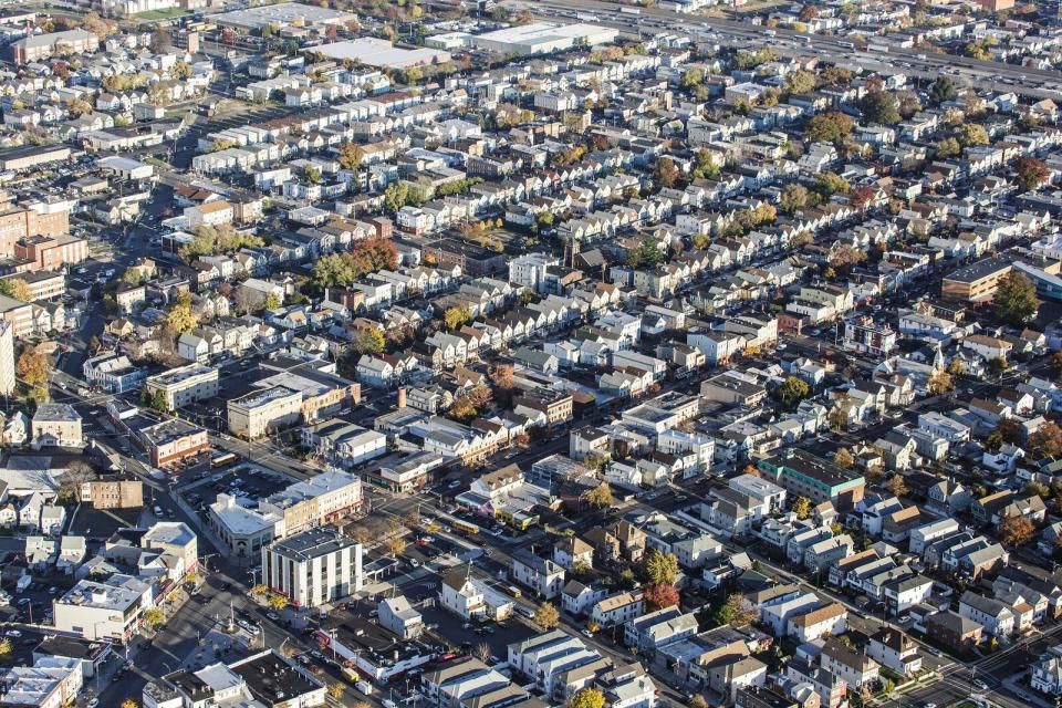 Aerial view of houses in Elizabeth, New Jersey